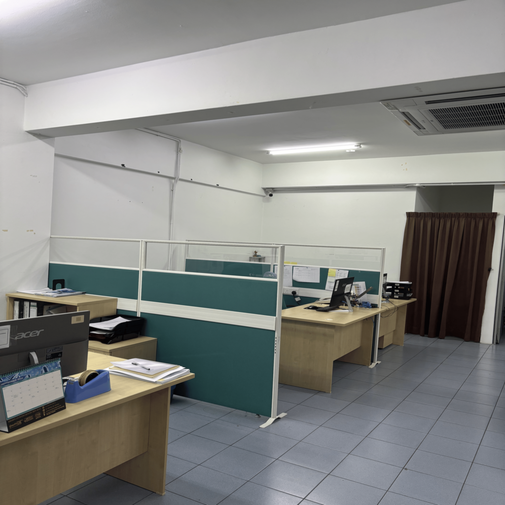 Office desks and workstations.
