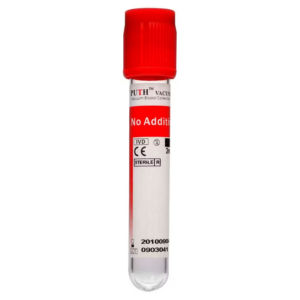 Red-cap blood collection tube.