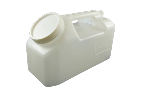 White handled specimen container.