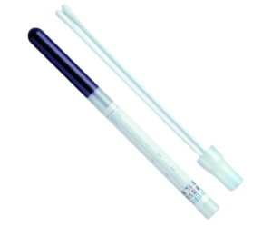 Swab in a plastic transport tube.