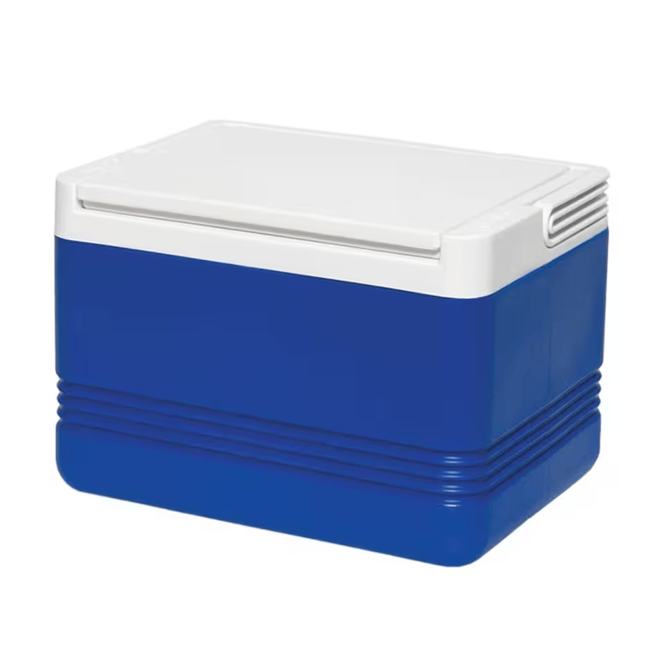 Blue insulated cooler.