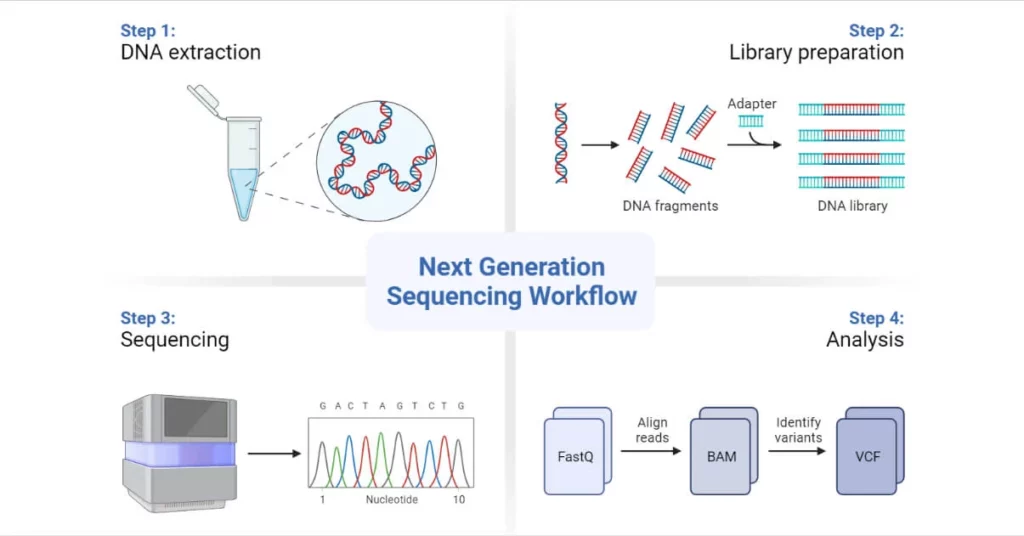 Diagram of a next-generation sequencing workflow.