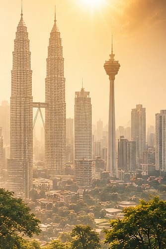 Kuala Lumpur skyline during hazy weather