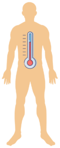 Human silhouette with a thermometer.